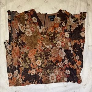 Vintage Fall Floral Elementz Asymmetrical Patchwork Maxi Dress – Size Small